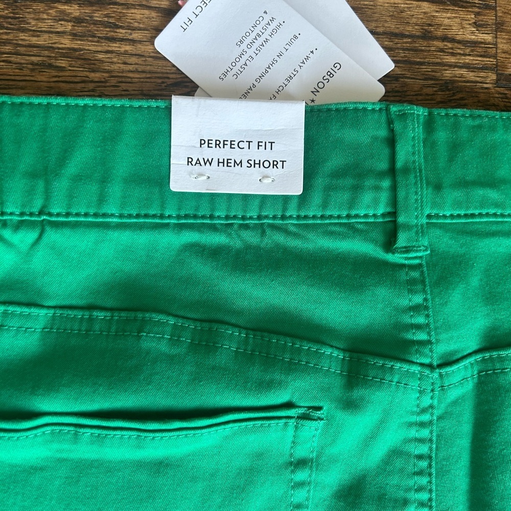 NWT Gibson Latimer Perfect Fit Raw Hem Green Shorts 18 Classic Spring Chic - Picture 6 of 7